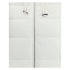 White Polyester Full-Length Jacket