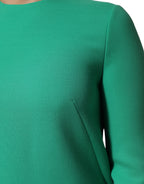 Green Viscose Acetate Mini Long Sleeve Dress