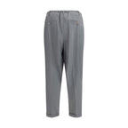 Gray Polyester Casual Pants