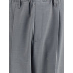 Gray Polyester Casual Pants