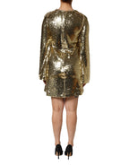 Gold Sequin Long Sleeve Mini Dress