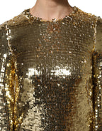 Gold Sequin Long Sleeve Mini Dress