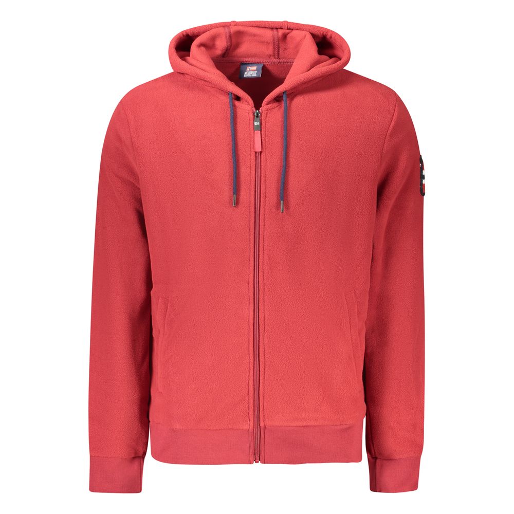 Red Polyester Men's Hooded Sweatshirt