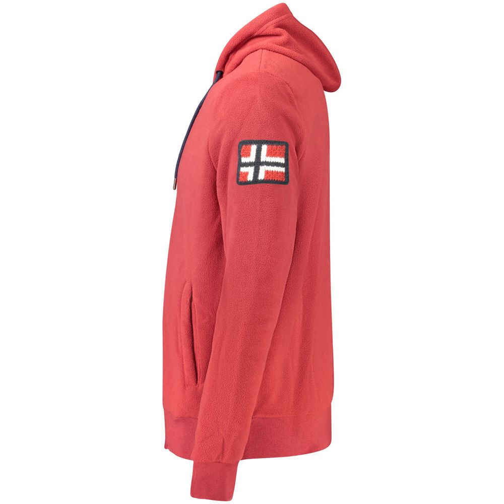 Red Polyester Men's Hooded Sweatshirt