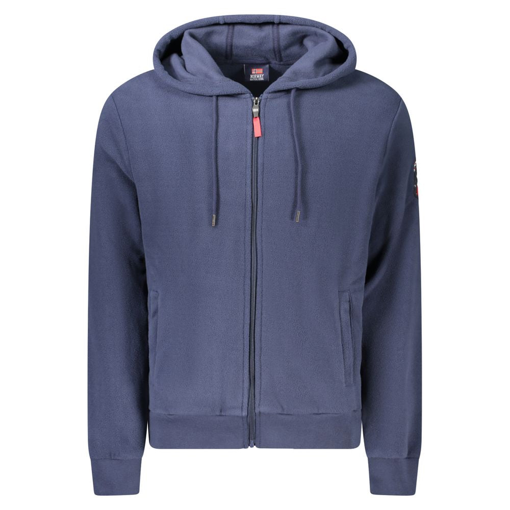 Blue Polyester Men's Hooded Sweatshirt