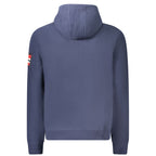 Blue Polyester Men's Hooded Sweatshirt