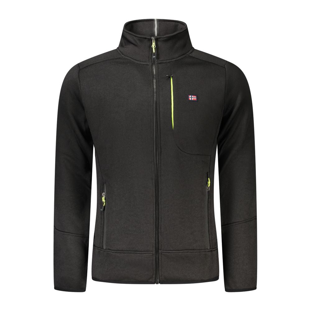 Black Polyester Men Sweatshirt