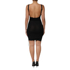 Black Square Neck Bodycon Ruched Mini Dress