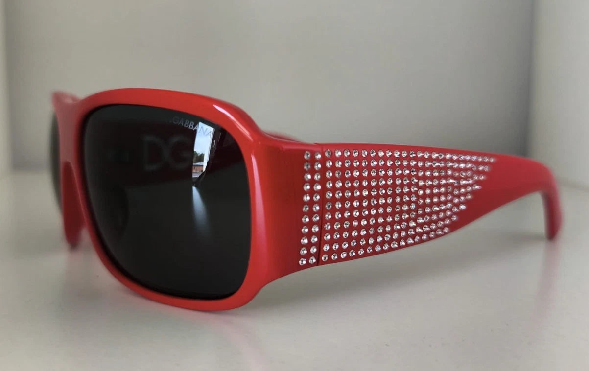 DG4027 Red Crystal Black Lens Shades Sunglasses