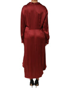Burgundy Acetate Viscose Satin Long Dress