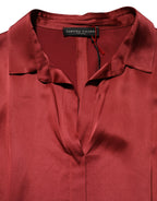 Burgundy Acetate Viscose Satin Long Dress