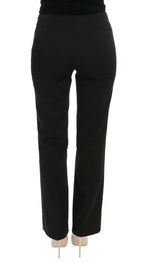 Black Stretch Straight Fit Dress Trousers Pants