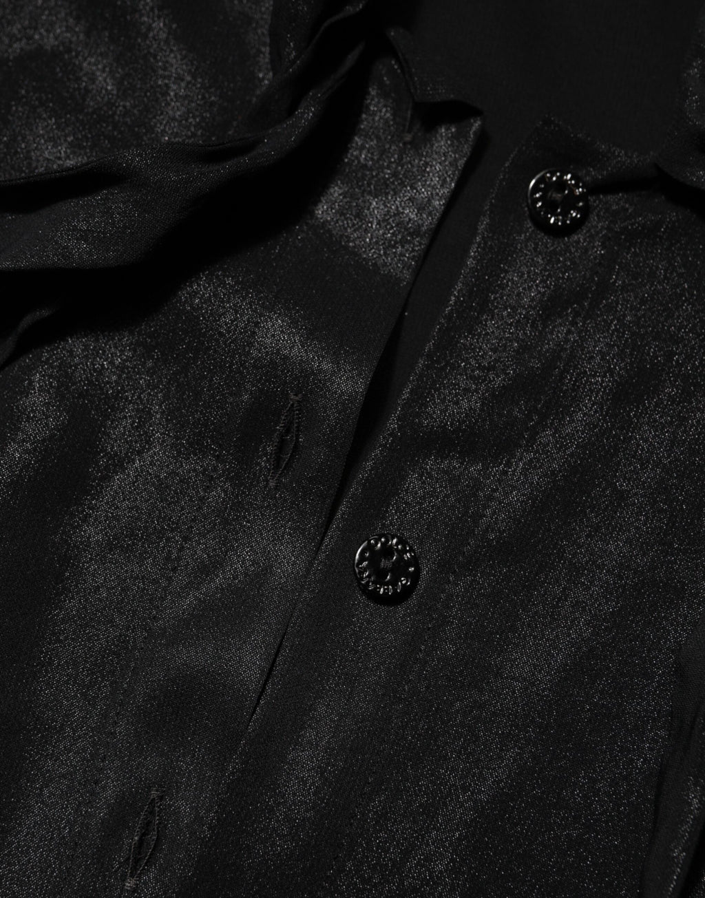 Black Viscose Long Sleeve Tie Neck Blouse Top