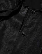 Black Viscose Long Sleeve Tie Neck Blouse Top