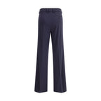 Blue Viscose Flared Pants