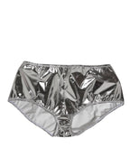 Silver Metallic High Waist Bikini Bottom Women  Underwear