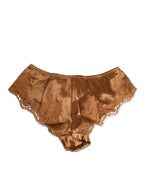 Brown Lace Silk Satin Slip Panties Underwear