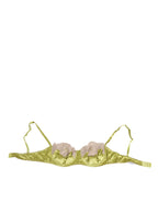 Lime Green Silk Satin Lace Padded Balconnet Underwear