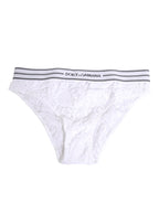 White Lace Slip Brief Logo Waistband Underwear