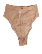 Beige Sheer Mesh High Waist Briefs Underwear