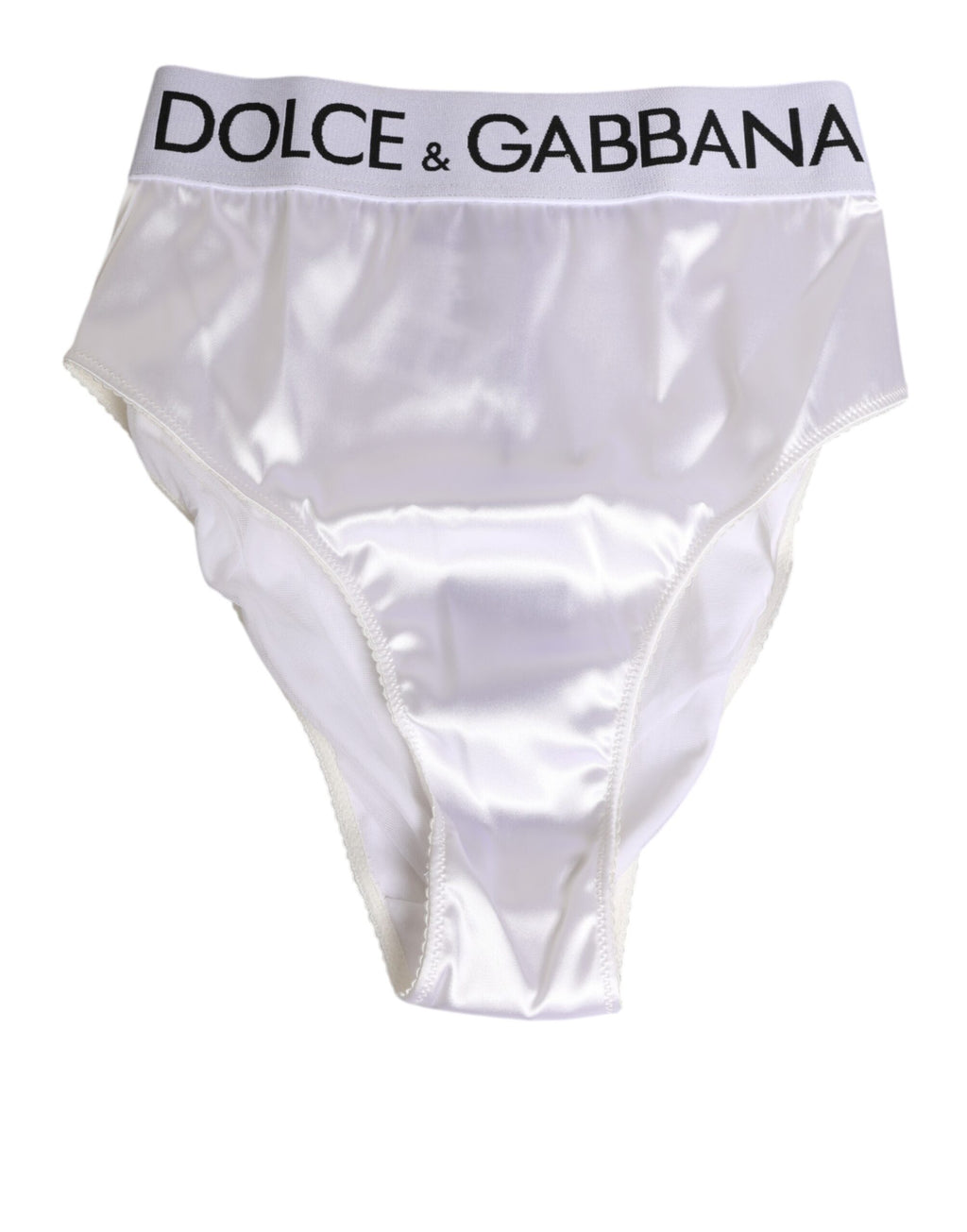 White Satin High-Waist Brief Logo Women Underwear