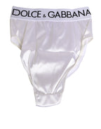 White Satin High-Waist Brief Logo Women Underwear