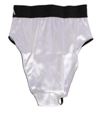 White Satin High-Waist Black Logo Women Underwear
