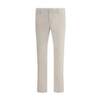 Beige Cotton Casual Pants