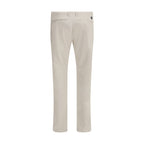 Beige Cotton Casual Pants