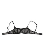 Black Floral Lace Sheer Underwire Bra Underwear