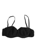 Black Polyester Embroidered Underwire Bra Underwear