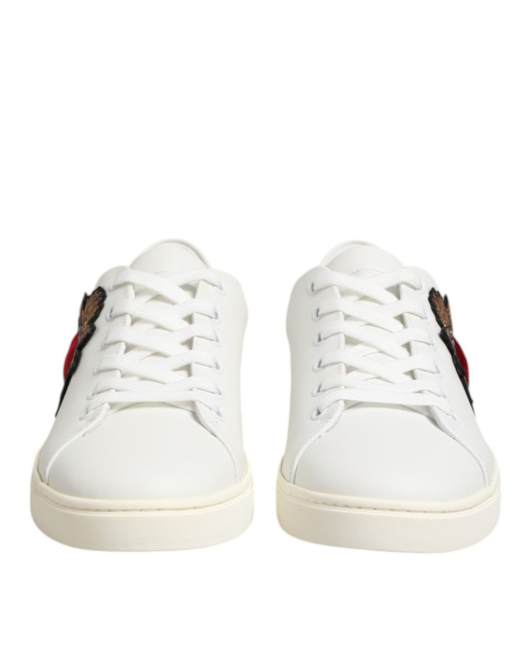 White Leather Sacred Heart Patch Sneakers Shoes
