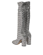 Shoes Silver Sequins Glitter High Heel Boot Shoes