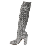 Shoes Silver Sequins Glitter High Heel Boot Shoes