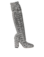 Shoes Silver Sequins Glitter High Heel Boot Shoes