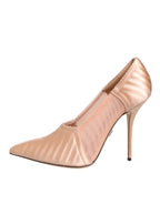 Cipria Nude Satin Mesh Stiletto Pumps Shoes