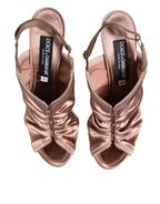 Bronze Satin Ruched Slingback Sandals Shoes