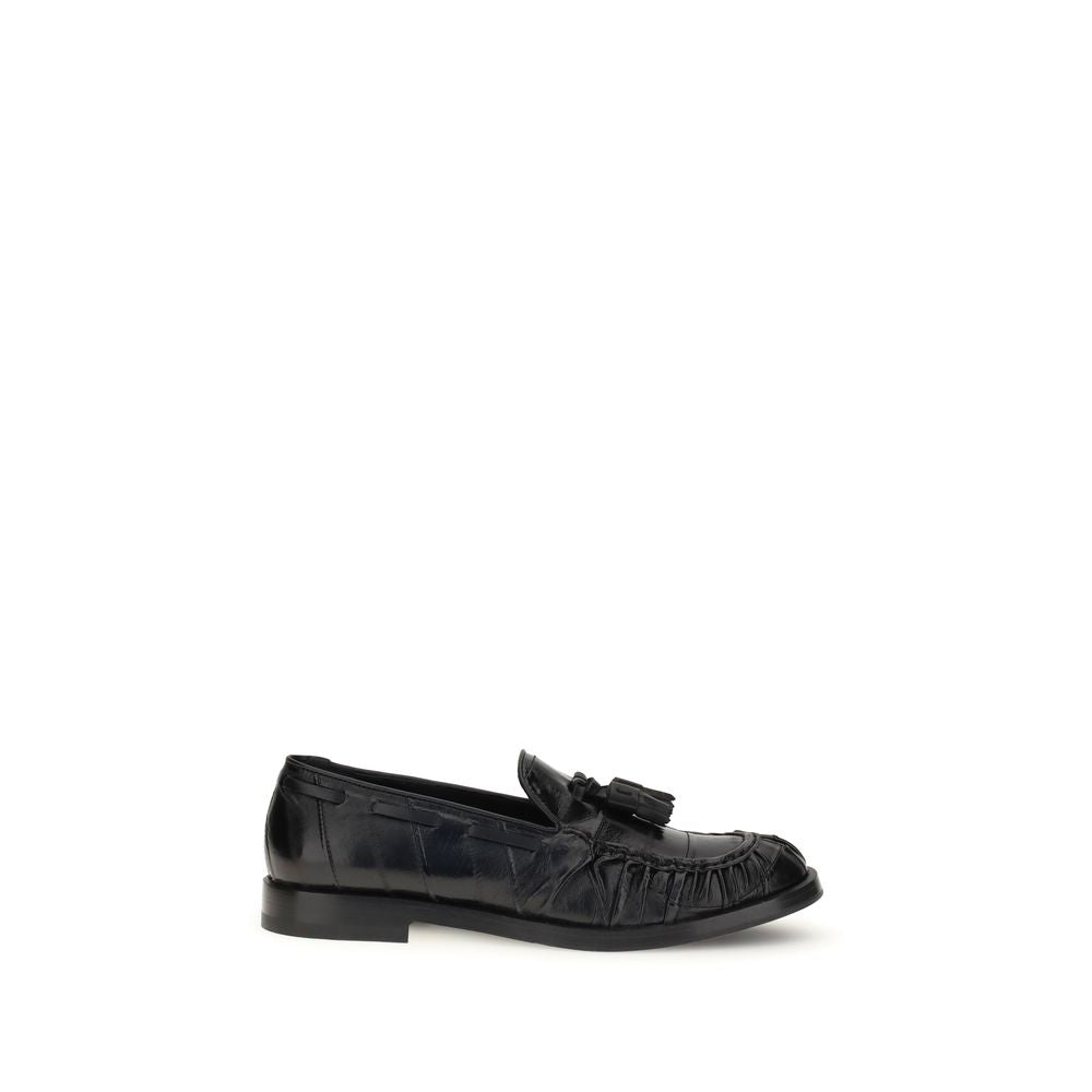 Black Leather Slip-On Loafers