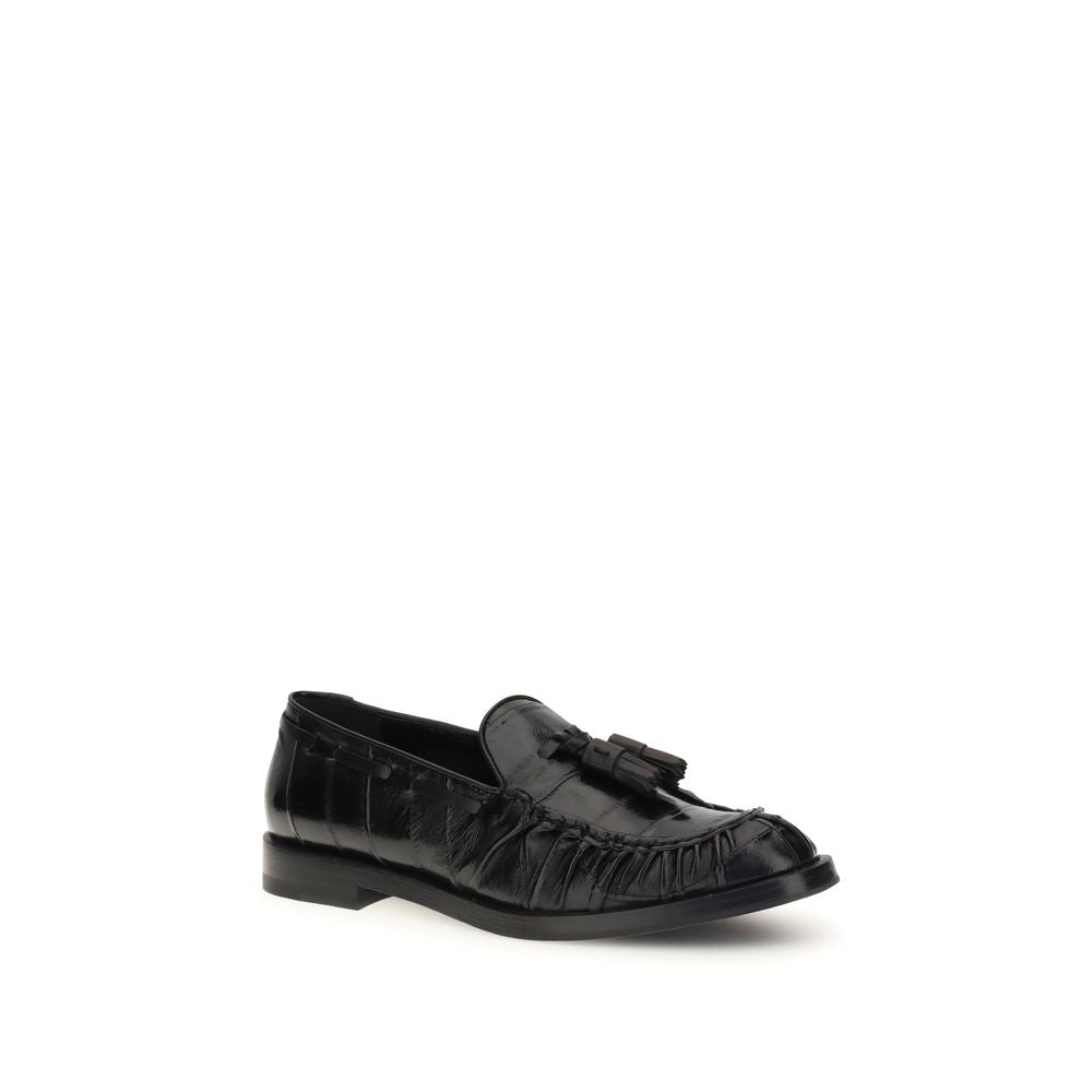 Black Leather Slip-On Loafers