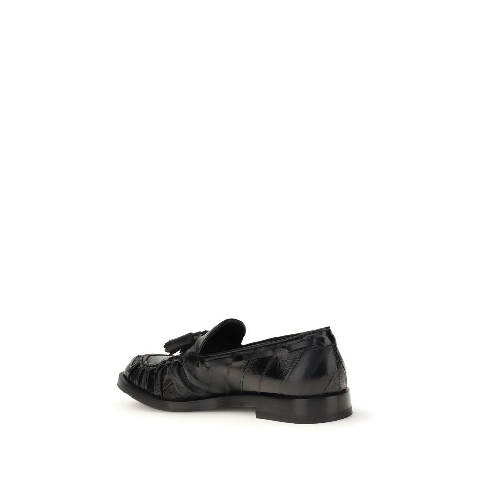 Black Leather Slip-On Loafers
