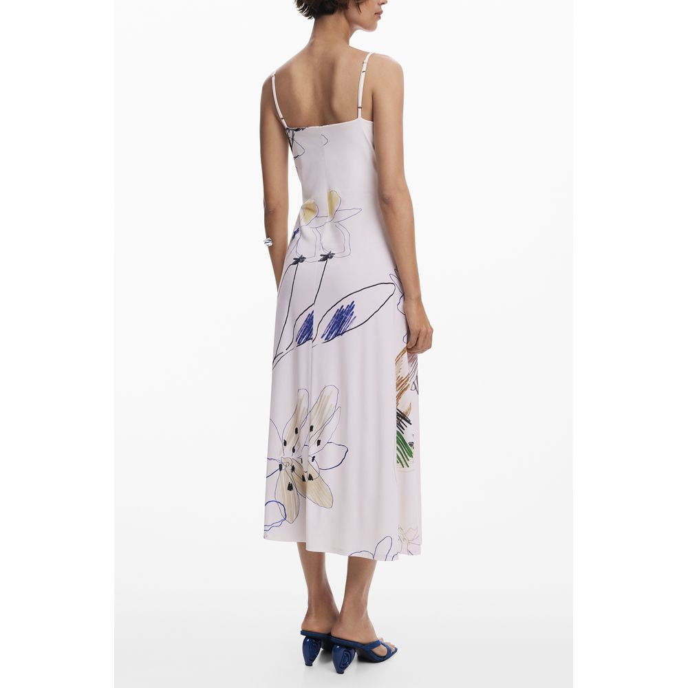 White Polyester Women's Long Dress