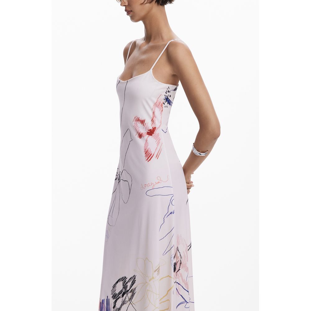 White Polyester Women's Long Dress