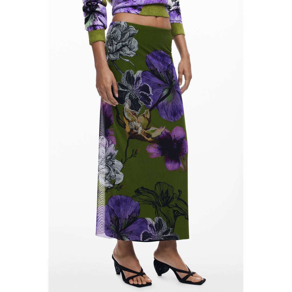 Verde Polyester Women Skirt with Elastic Waist