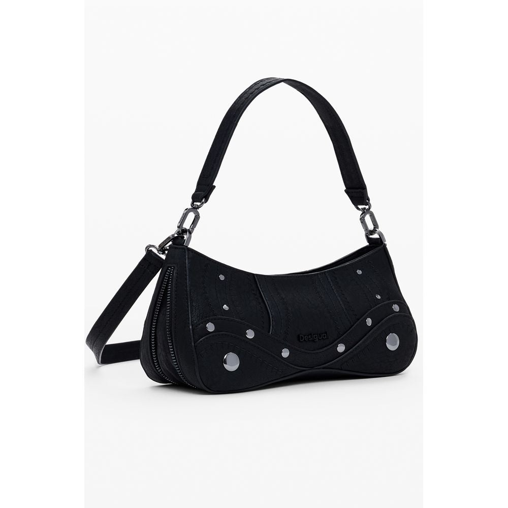 Black Polyurethane Women Handbag