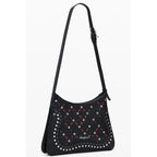 Black Polyurethane Women's Shoulder Bag