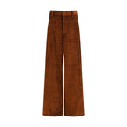 Brown Cotton Casual Pants