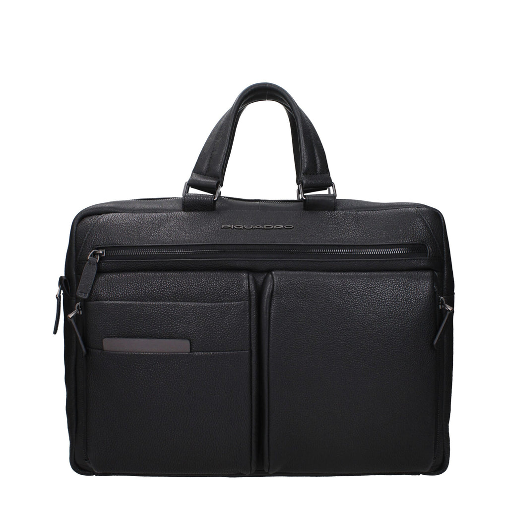 Black Leather Business And Laptop Bag