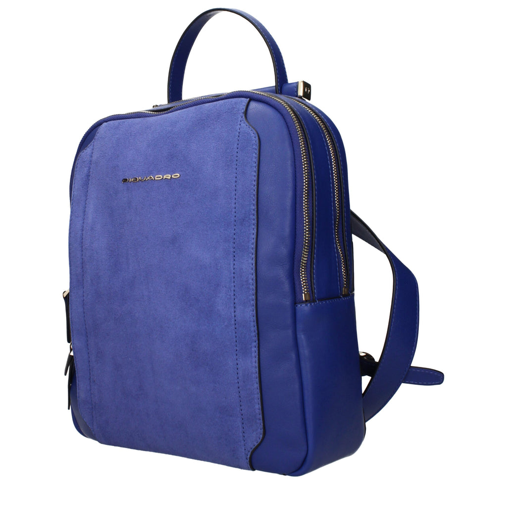 Blue Leather Backpack