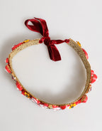 Red Carretto Multicolor Crystal Gold Tiara Crow Headband