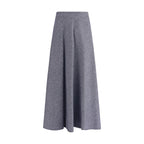 Blue Cotton Midi Skirt